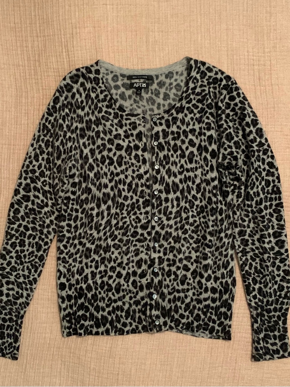 Apt. 9 Cashmere Leopard Print Button-Front Cardigan in Gray and Black